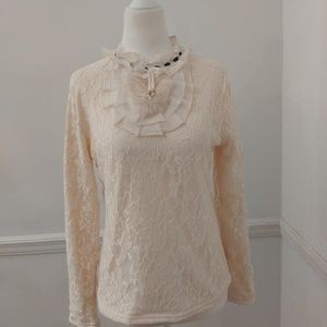 Clobee Off White Long Sleeve Lace Top - XXL NWT